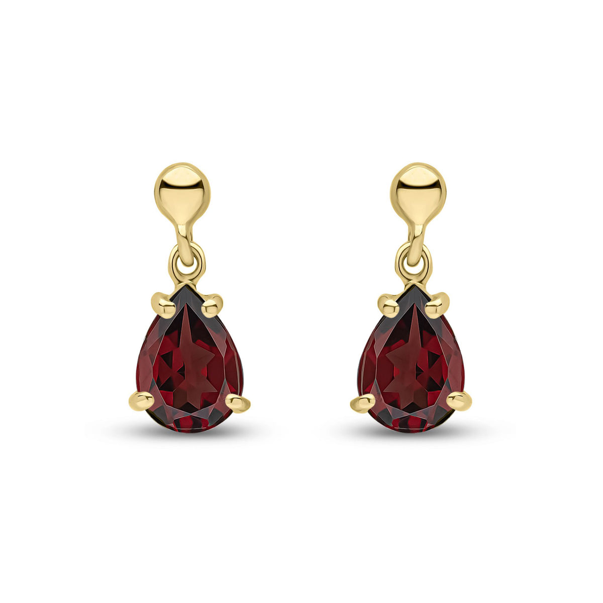 9ct Yellow Gold Pear Shaped Claw Drop Earrings — 7x5mm