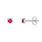 9ct White Gold Round Natural Ruby Claw Stud Earrings — 3mm