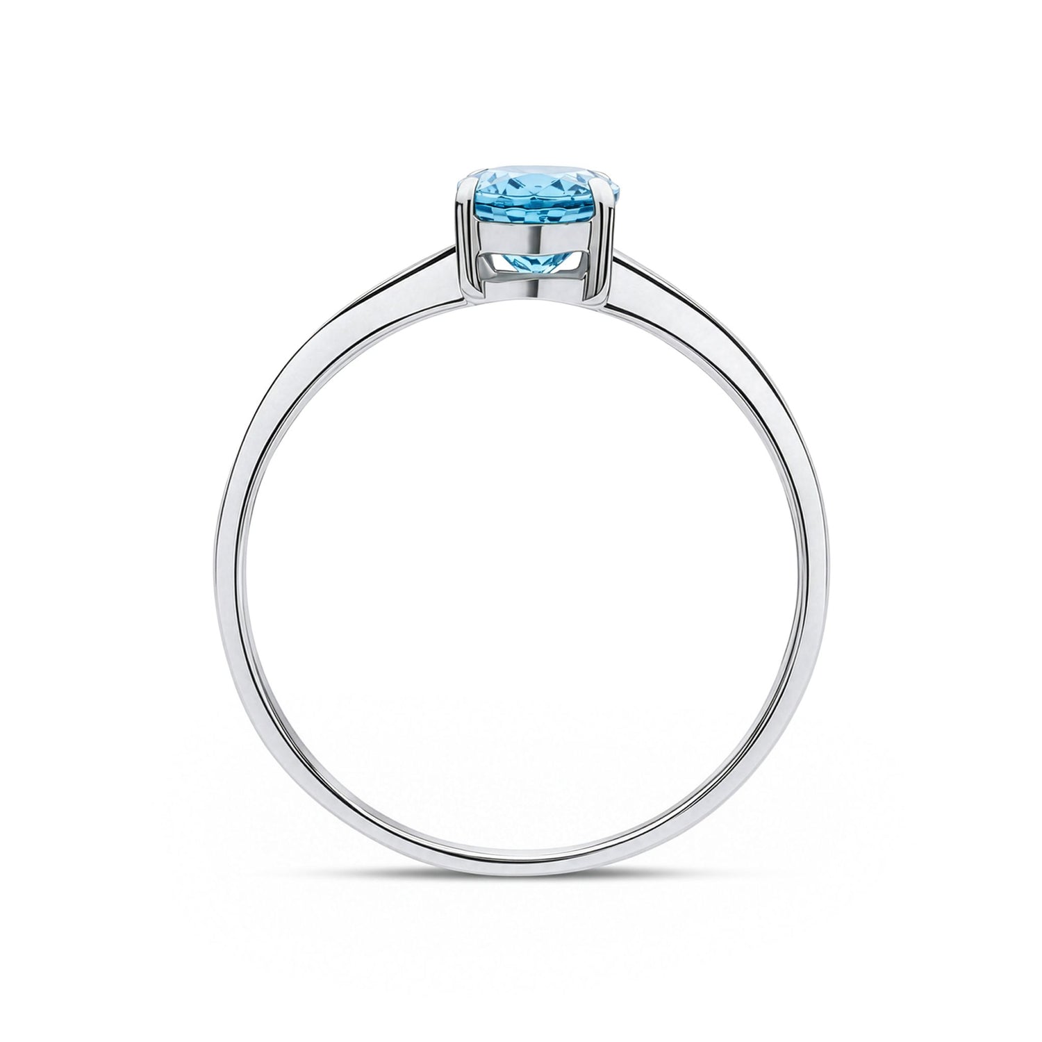 9ct White Gold Oval Natural Swiss Blue Topaz Claw Ring — 7x5mm