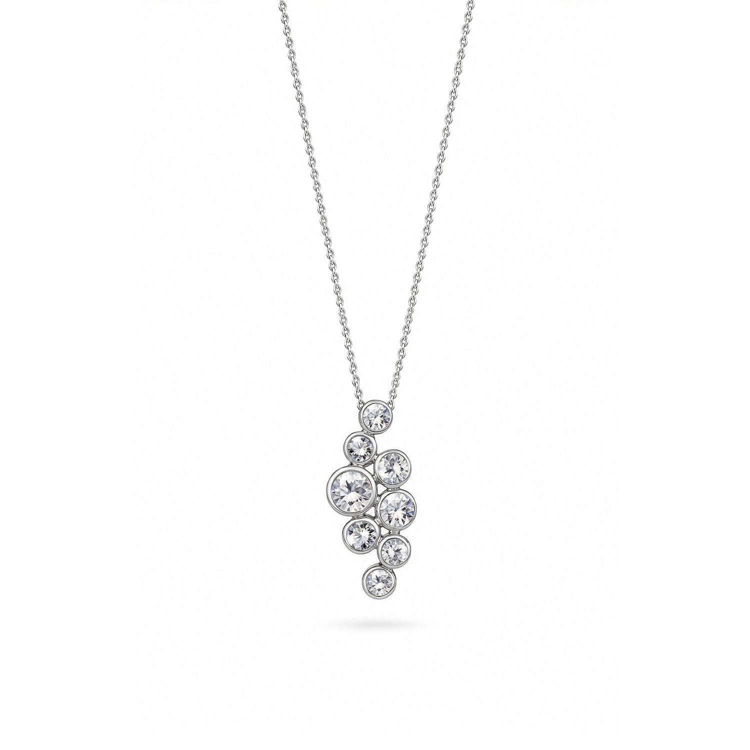 18ct White Gold Natural Diamond Bubble Pendant — 7.8mm