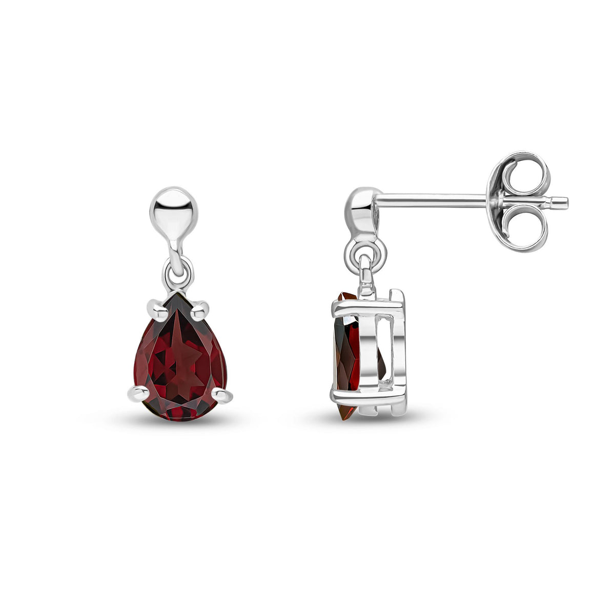 9ct White Gold Pear Shaped Claw Drop Earrings — 7x5mm