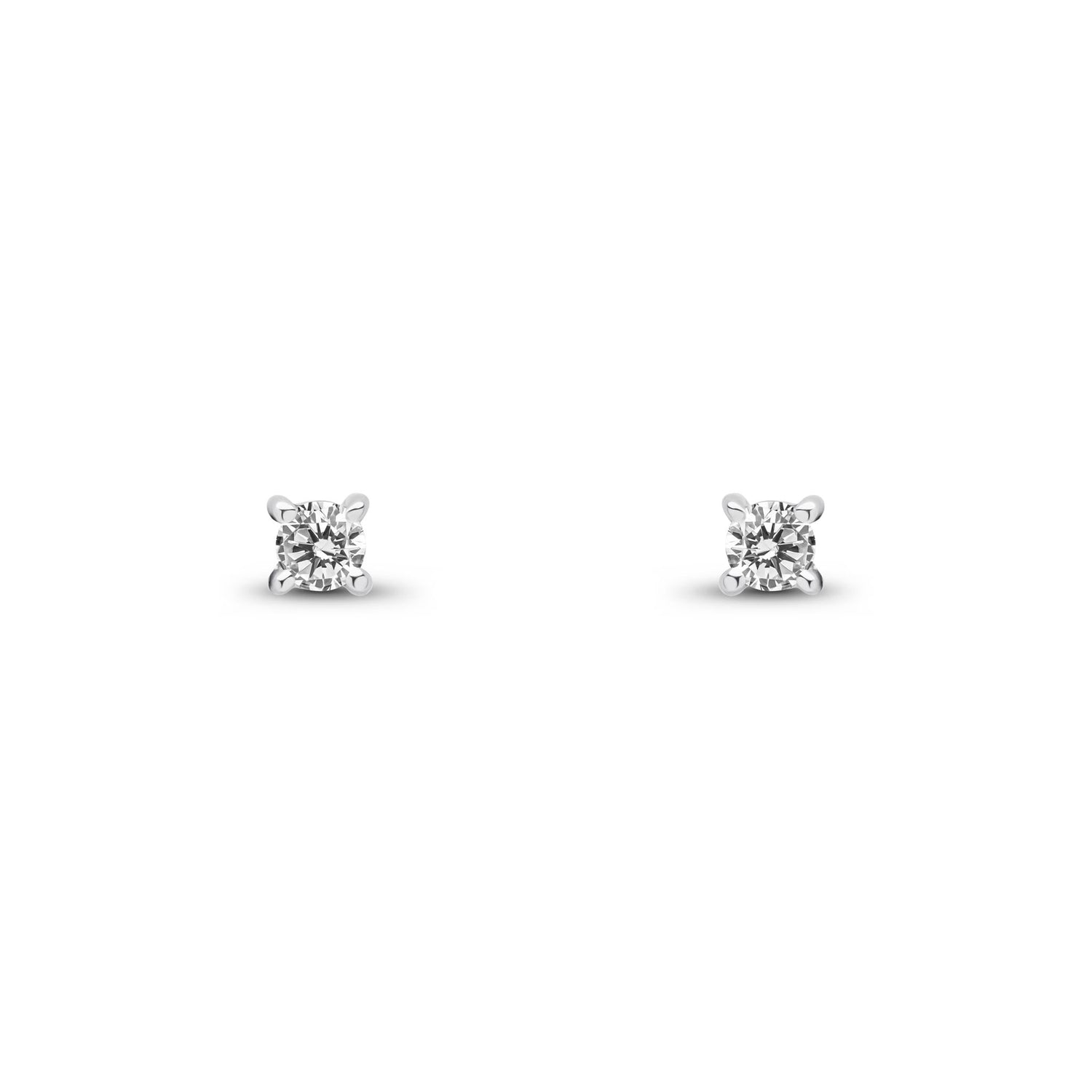 9ct Yellow Gold Round Natural Diamond Solitaire Stud Earrings — 0.15ct