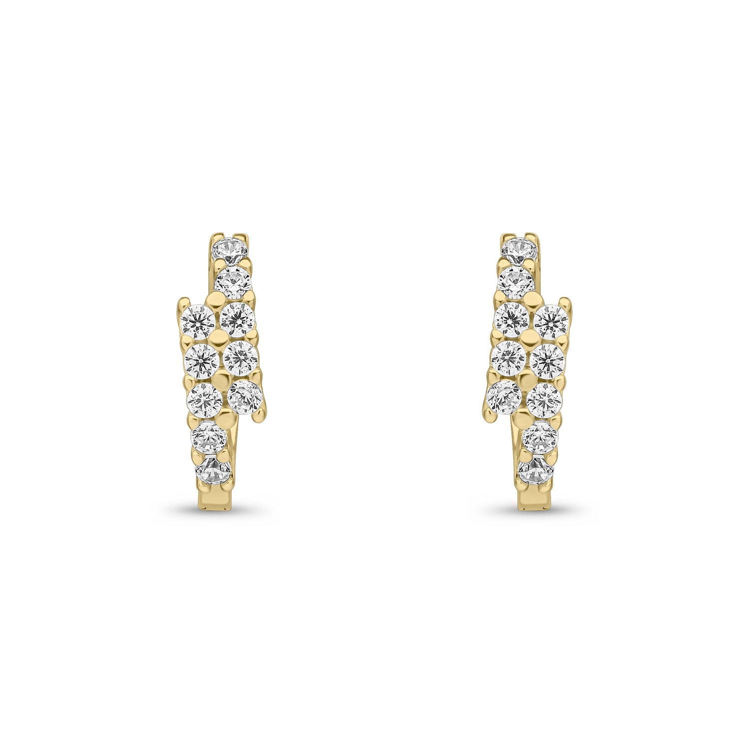 9ct Yellow Gold Cubic Zirconia CZ Crossover Hinged Huggie Hoop Earrings