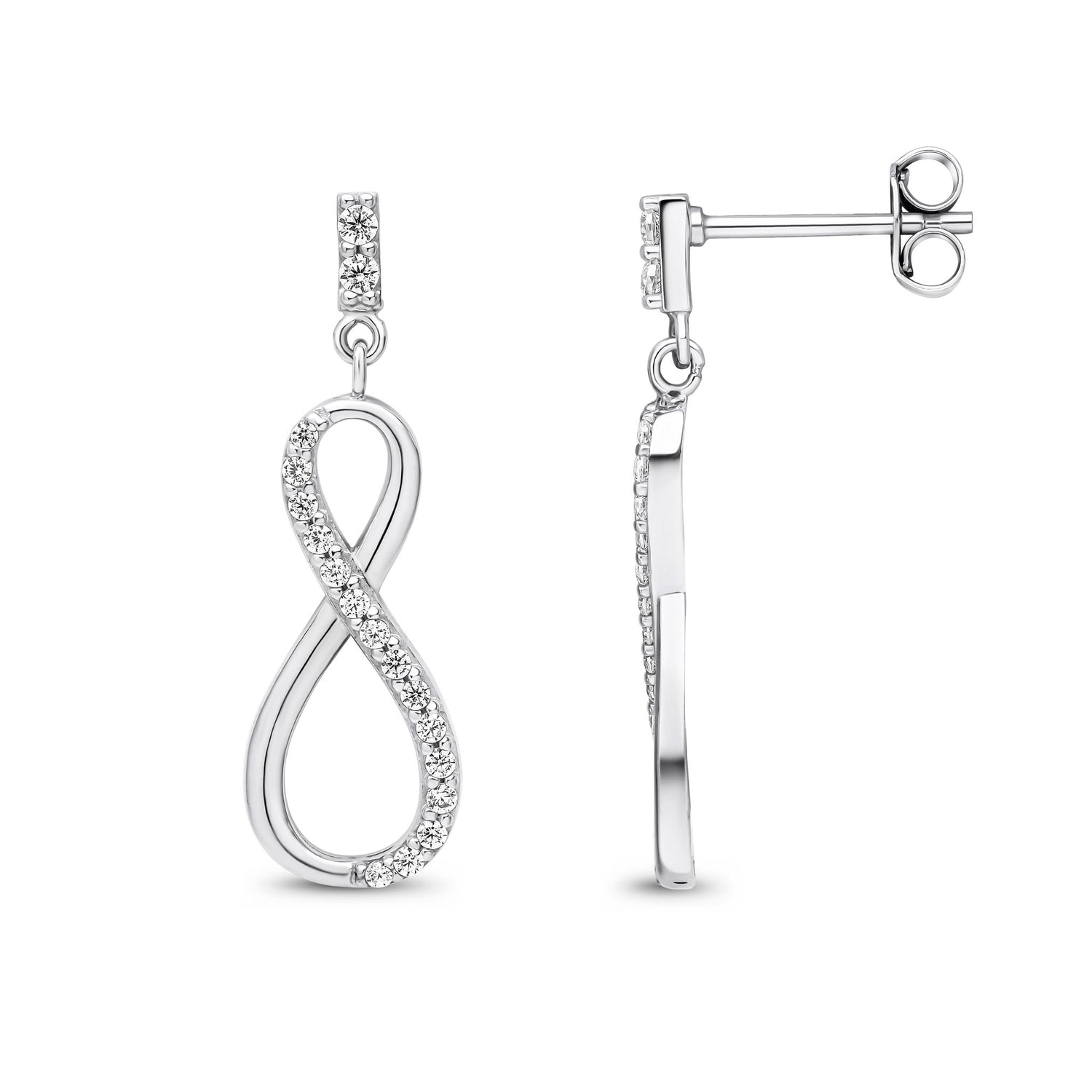 9ct White Gold Cubic Zirconia CZ Infinity Drop Earrings