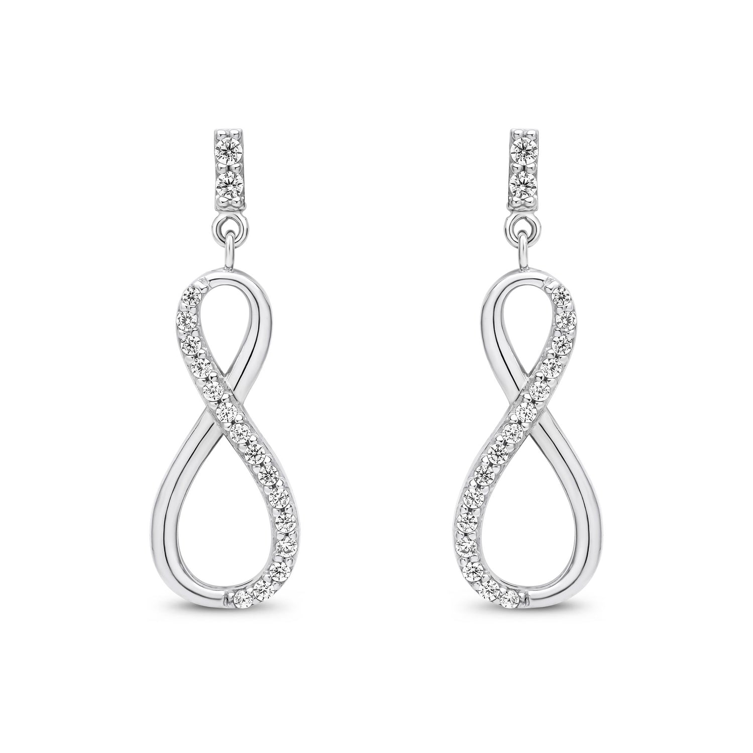 9ct White Gold Cubic Zirconia CZ Infinity Drop Earrings