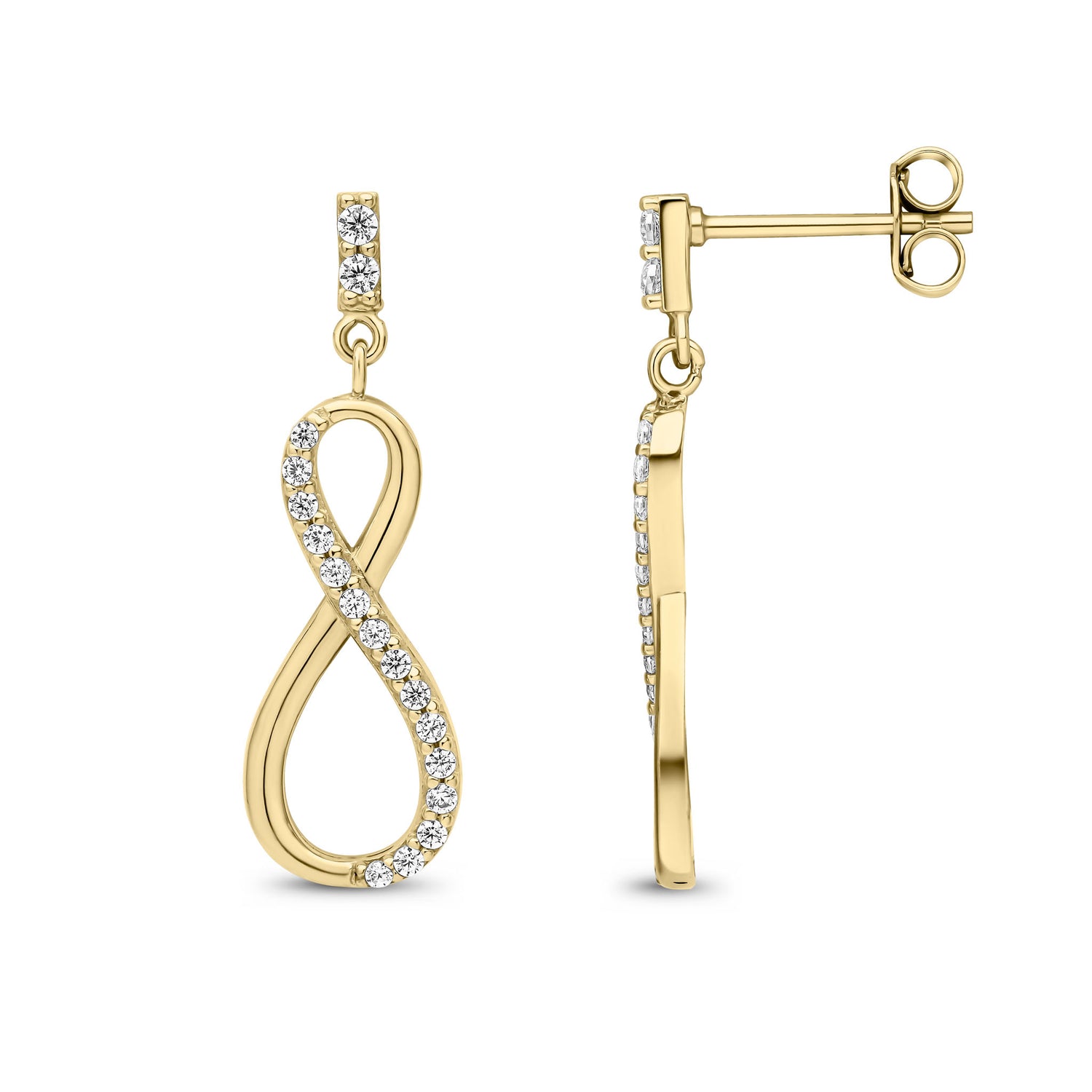9ct Yellow Gold Cubic Zirconia CZ Infinity Drop Earrings