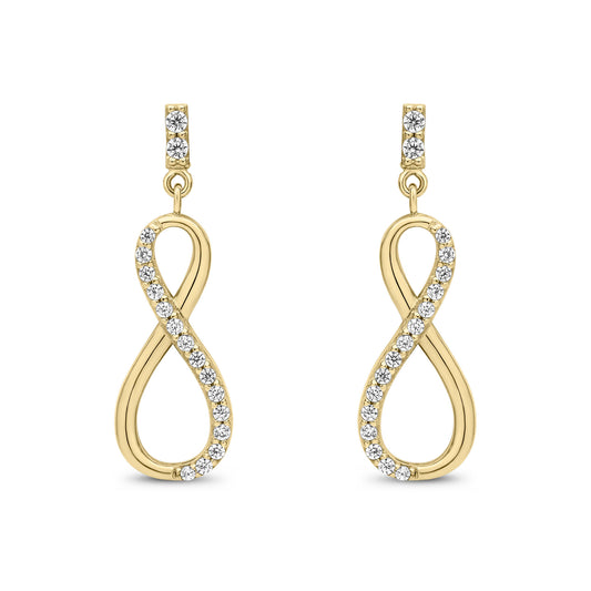 9ct Yellow Gold Cubic Zirconia CZ Infinity Drop Earrings