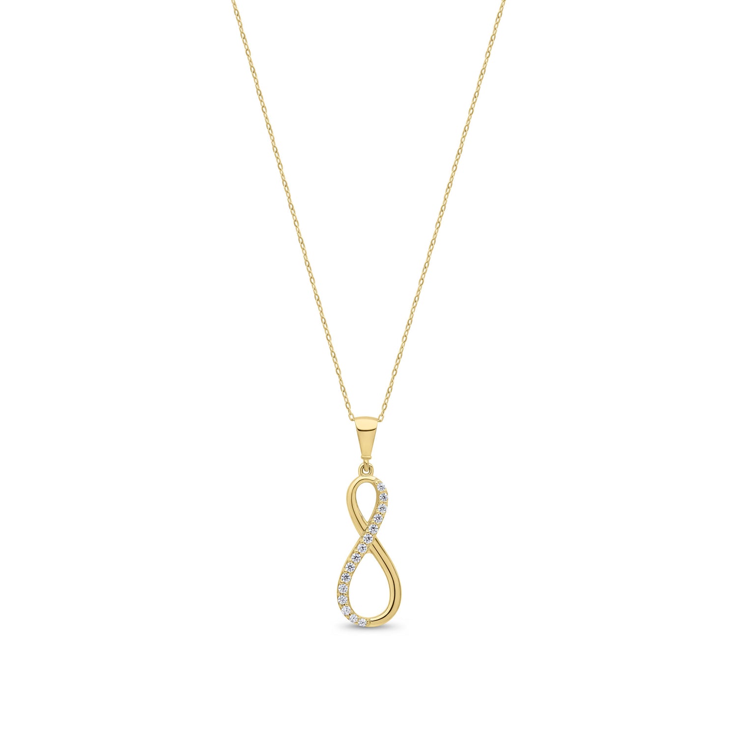 9ct Yellow Gold Cubic Zirconia CZ Infinity Pendant