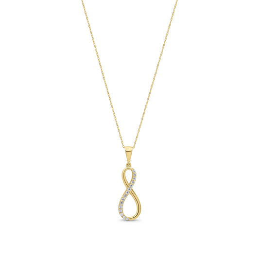 9ct Yellow Gold Cubic Zirconia CZ Infinity Pendant