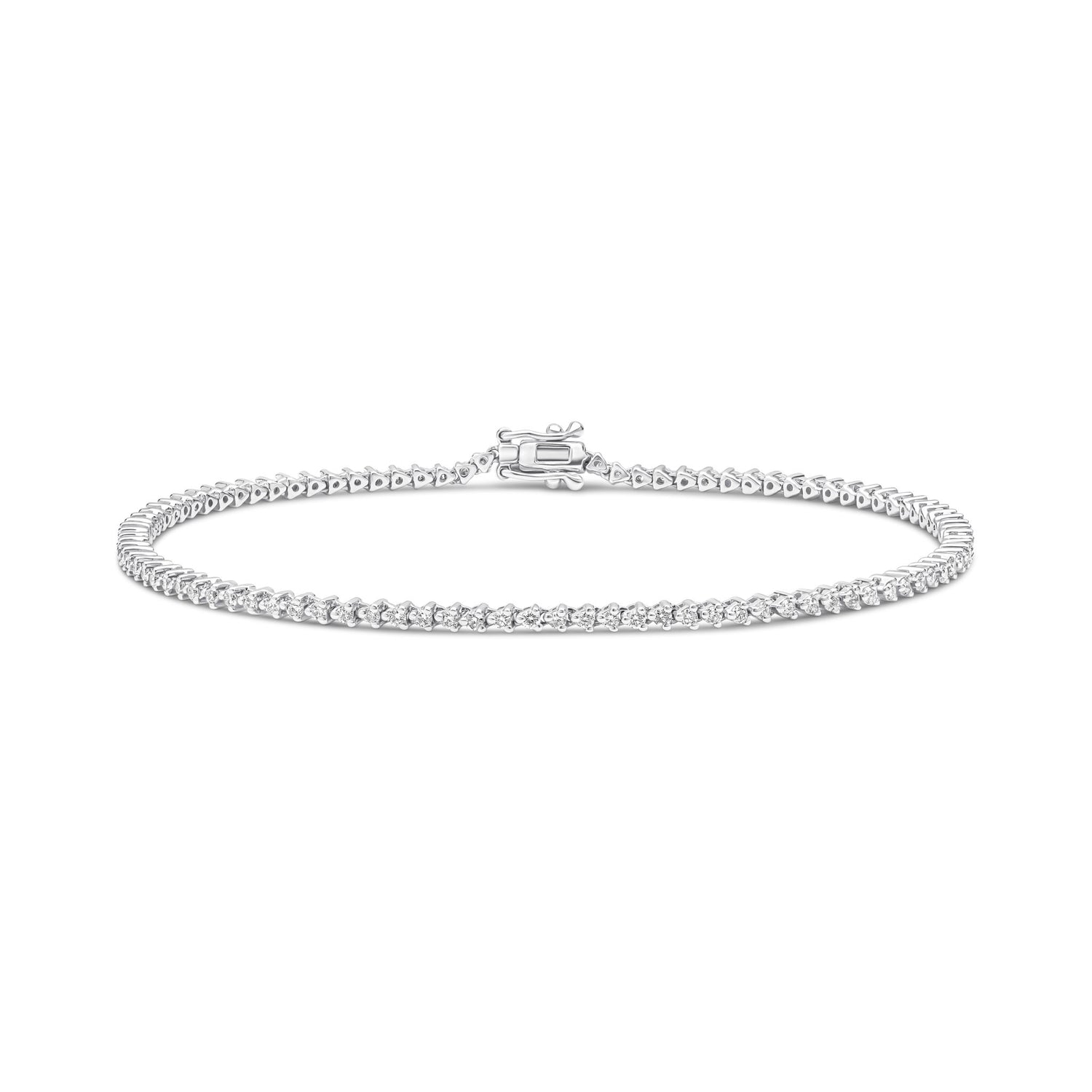 9ct White Gold Natural Diamond Tennis Bracelet — 1.00ct