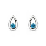 9ct White Gold Round Natural Swiss Blue Topaz Teardrop Stud Earrings