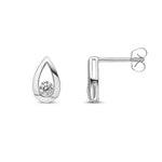 9ct White Gold Cubic Zirconia CZ Teardrop Stud Earrings