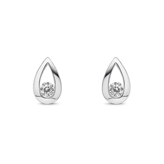 9ct White Gold Cubic Zirconia CZ Teardrop Stud Earrings