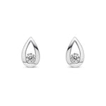 9ct White Gold Cubic Zirconia CZ Teardrop Stud Earrings
