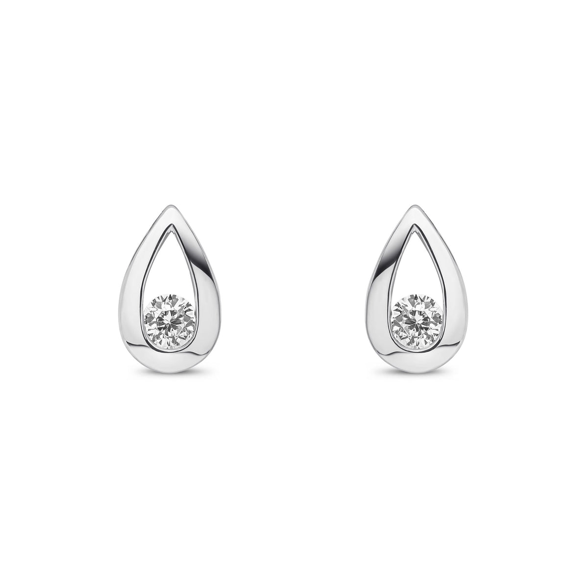 9ct White Gold Cubic Zirconia CZ Teardrop Stud Earrings