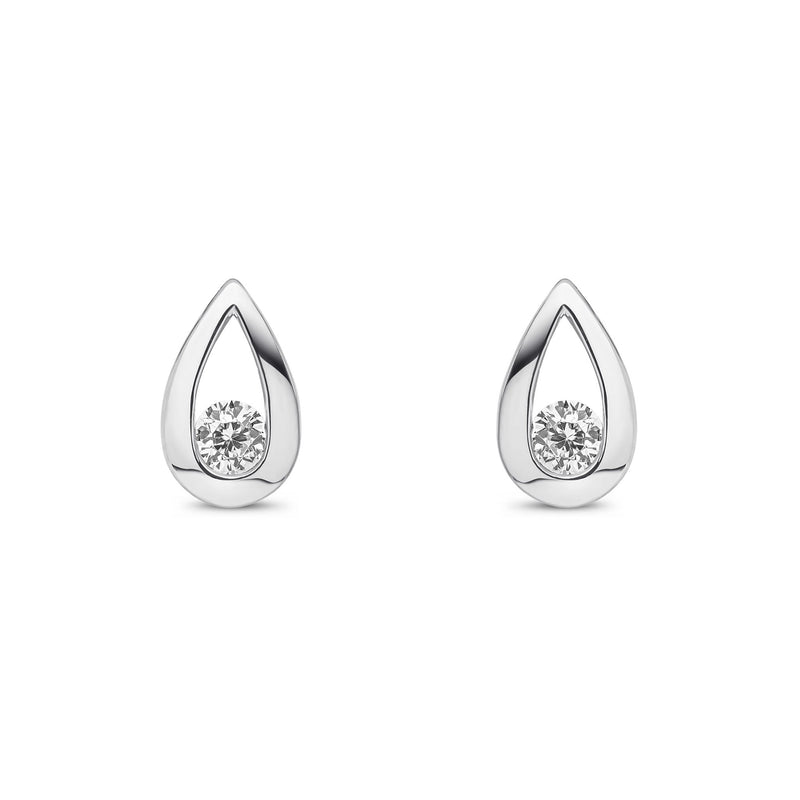 9ct White Gold Cubic Zirconia CZ Teardrop Stud Earrings
