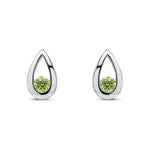 9ct White Gold Round Natural Peridot Teardrop Stud Earrings