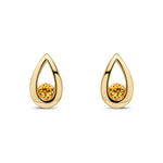 9ct Yellow Gold Round Natural Citrine Teardrop Stud Earrings