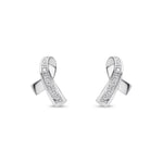 9ct White Gold Natural Diamond Ribbon Stud Earrings — 10mm