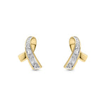 9ct Yellow Gold Natural Diamond Ribbon Stud Earrings — 10mm