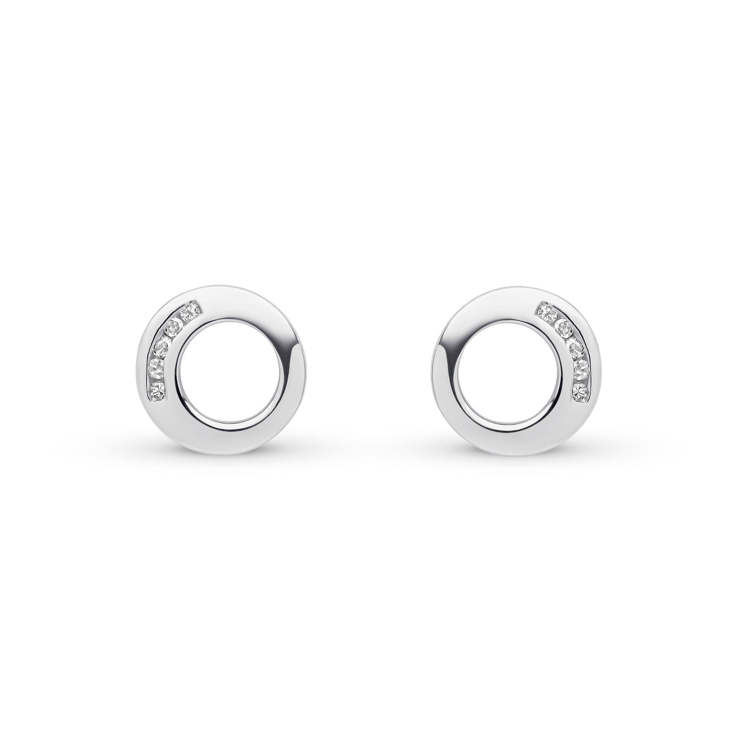 9ct White Gold Natural Round Diamond Channel Set Circle Stud Earrings