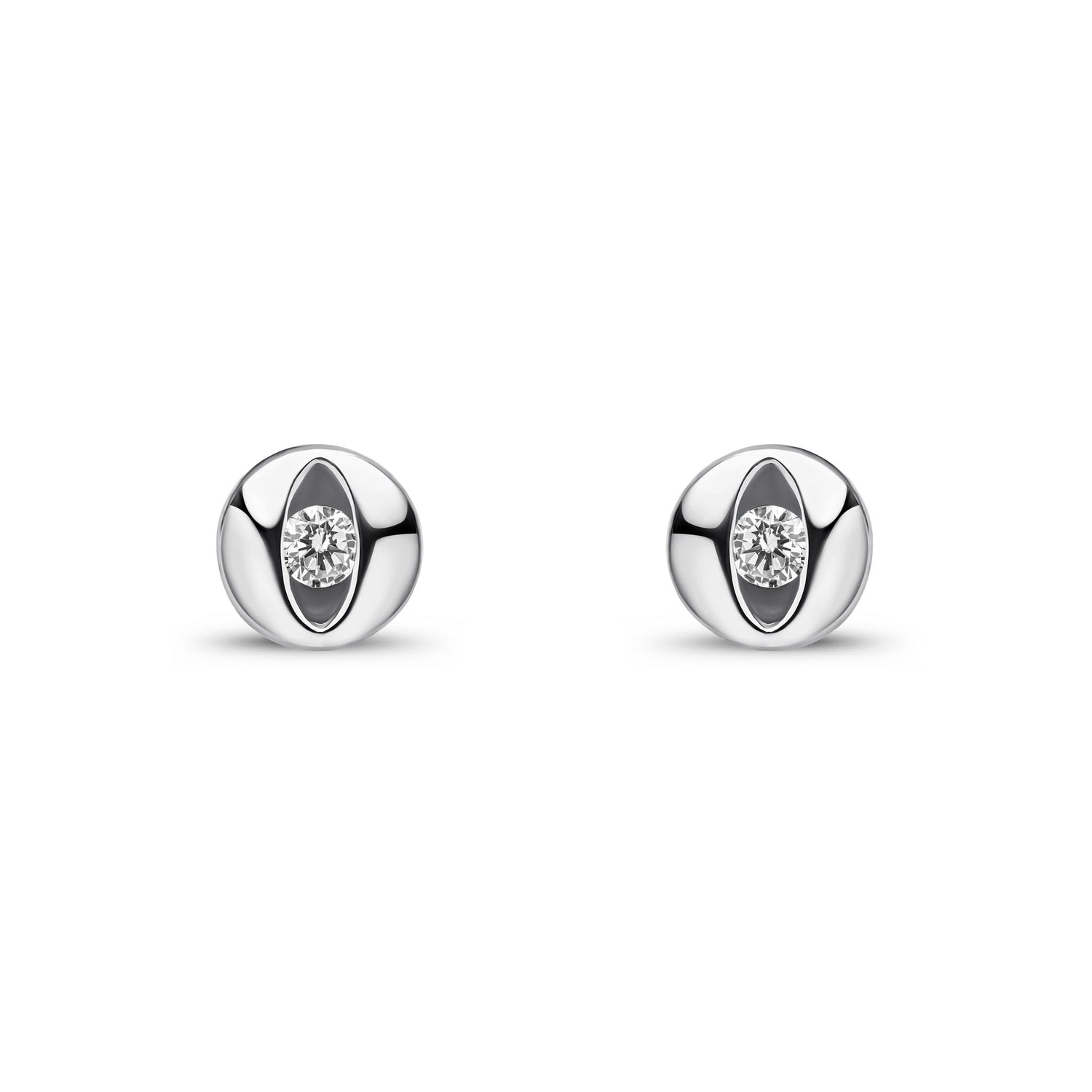 9ct White Gold Natural Round Diamond Eye Stud Earrings