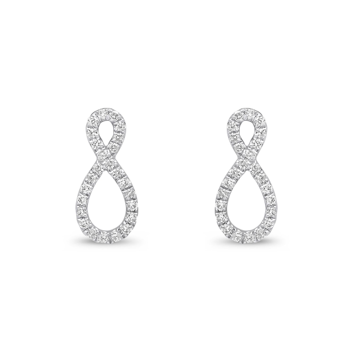 9ct White Gold Natural Round Diamond Infinity Stud Earrings
