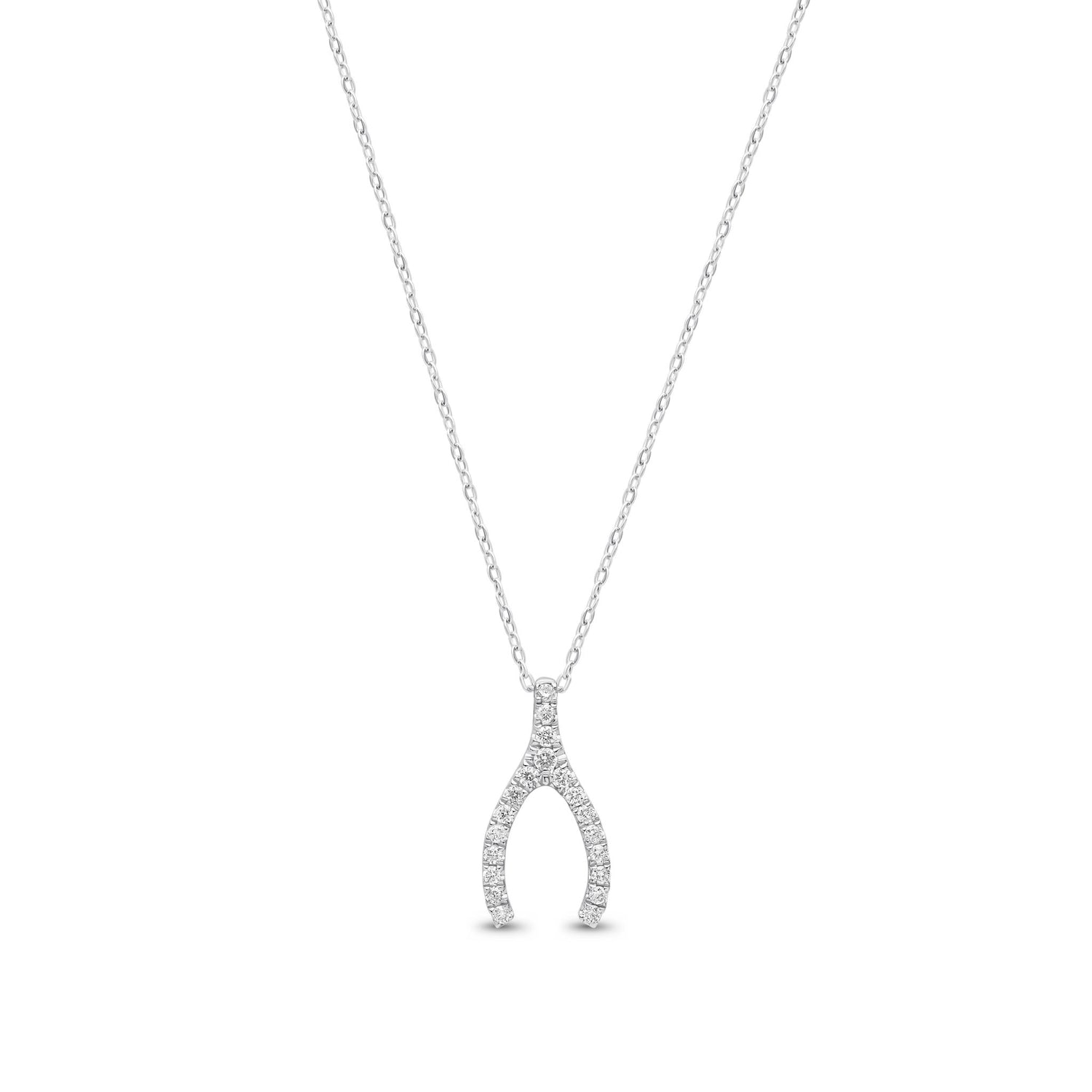 9ct White Gold Natural Round Diamond Horseshoe Necklace