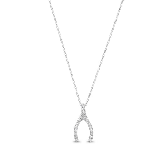 9ct White Gold Natural Round Diamond Horseshoe Necklace