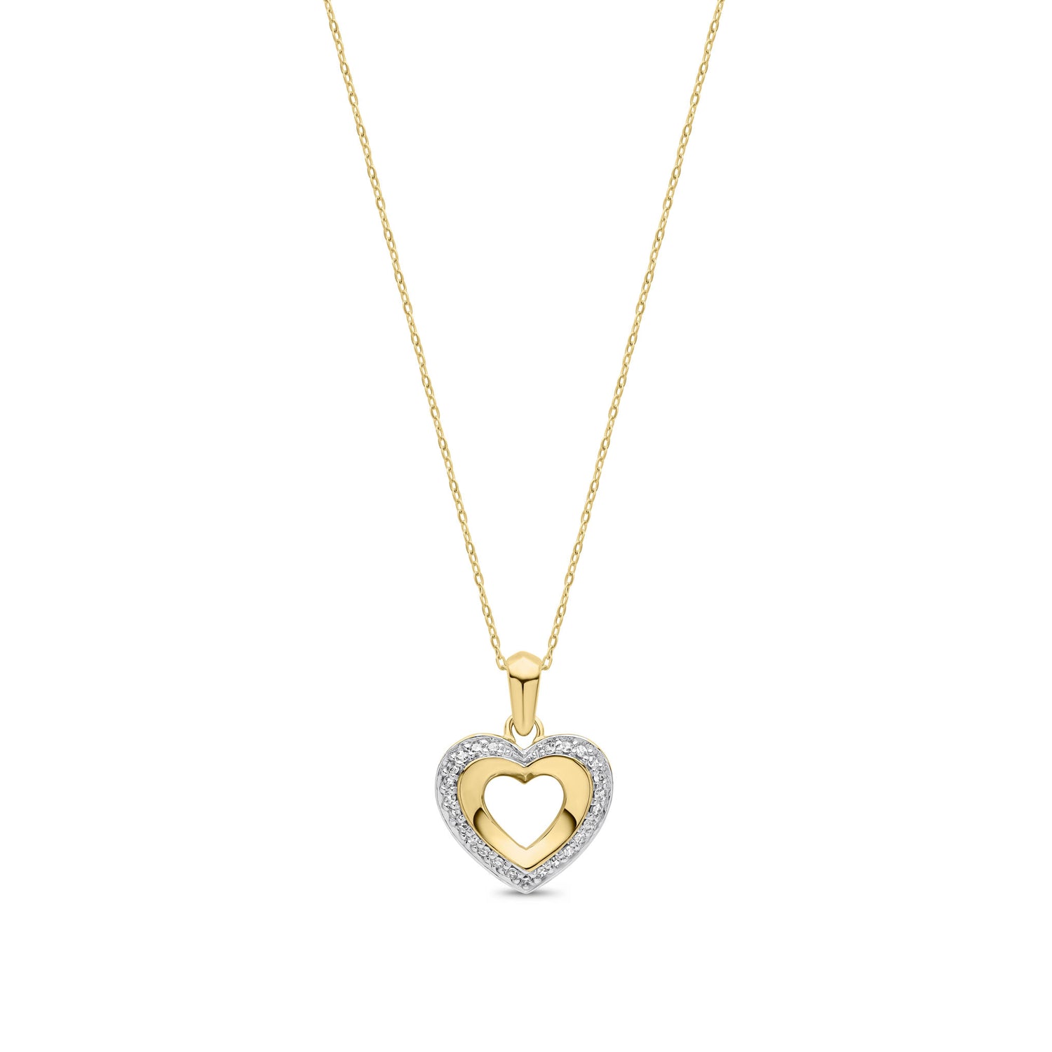 9ct Yellow Gold Natural Round Diamond Heart Pendant