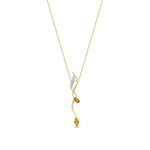 9ct Yellow Gold Marquise Natural Citrine & Diamond Drop Pendant