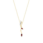 9ct Yellow Gold Marquise Natural Garnet & Diamond Drop Pendant