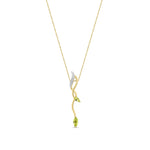 9ct Yellow Gold Marquise Natural Peridot & Diamond Drop Pendant