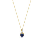 9ct Yellow Gold Round Natural Sapphire & Diamond Twist Pendant — 5mm