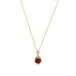 9ct Yellow Gold Cushion Natural Garnet & Diamond Crossover Pendant — 5mm