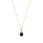 9ct Yellow Gold Cushion Natural Sapphire & Diamond Crossover Pendant — 5mm