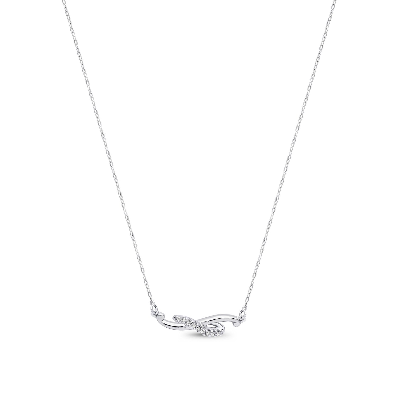 9ct White Gold Natural Diamond Infinity Necklace