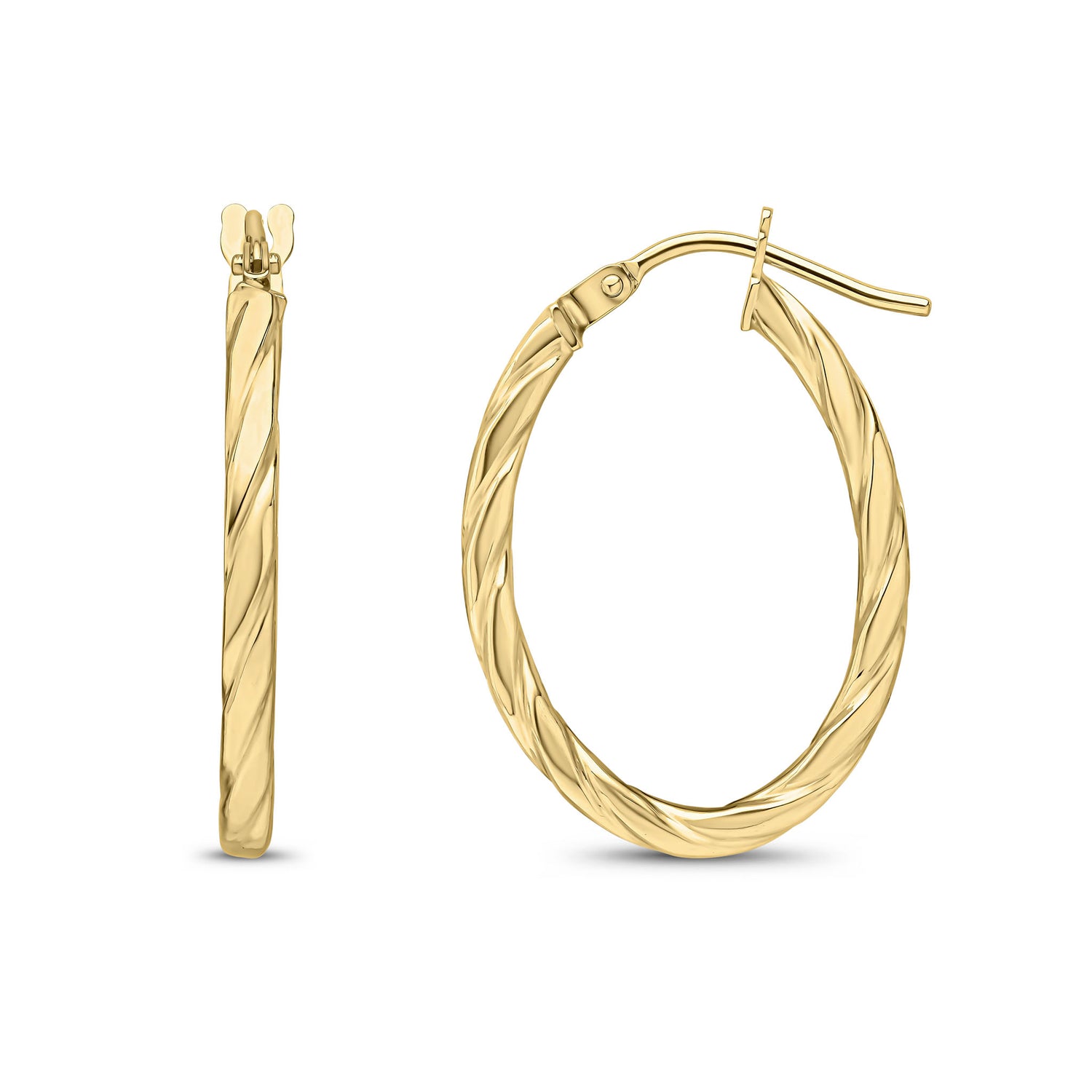 9ct Yellow Gold Twisted Hoop Earrings — 23mm
