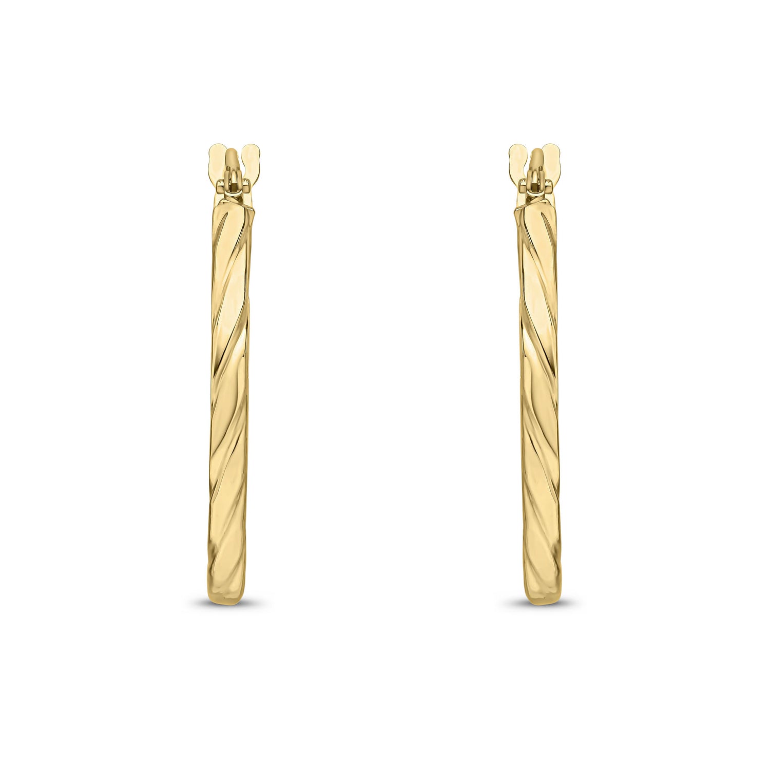 9ct Yellow Gold Twisted Hoop Earrings — 23mm