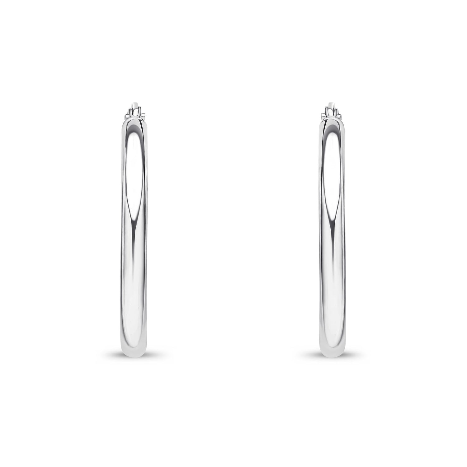 9ct White Gold Polished Oval Hoop Earrings — 24mm
