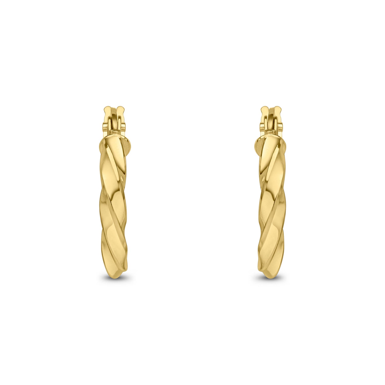 9ct Yellow Gold Polished Twist Hoop Earrings — 13mm