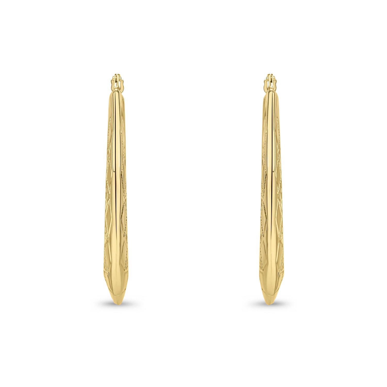 9ct Yellow Gold Victorian Style Decorative Hoop Earrings — 40mm