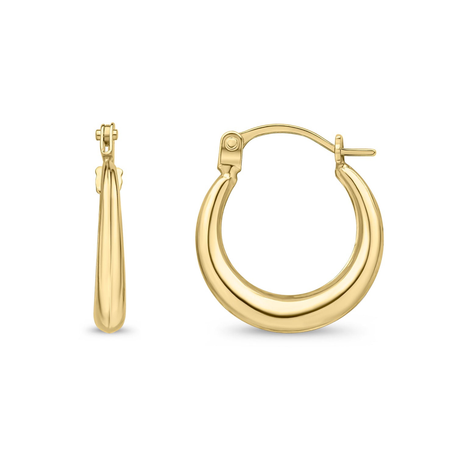 9ct Yellow Gold Polished Chunky Hoop Earrings — 13mm