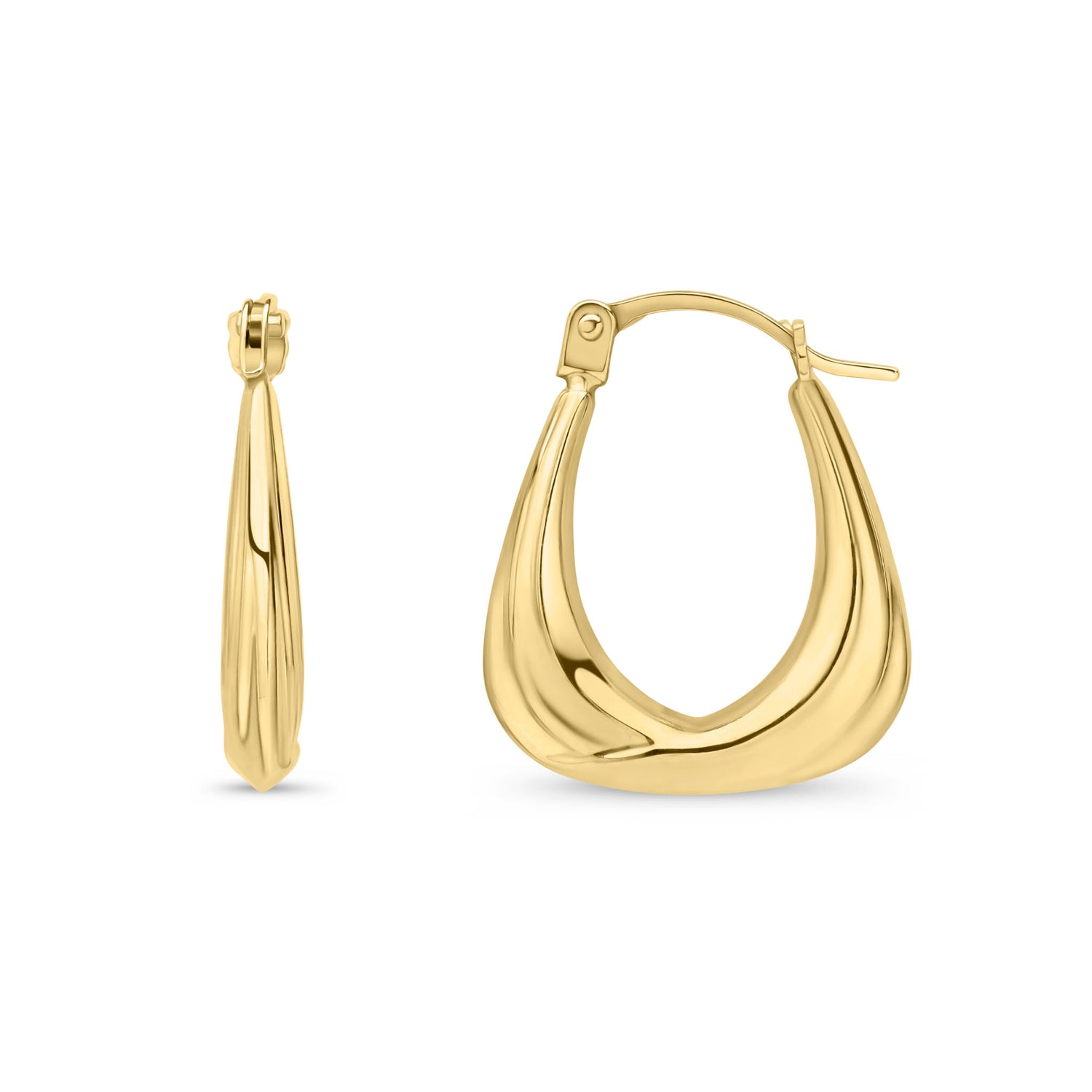 9ct Yellow Gold Polished Teardrop Hoop Earrings — 11mm