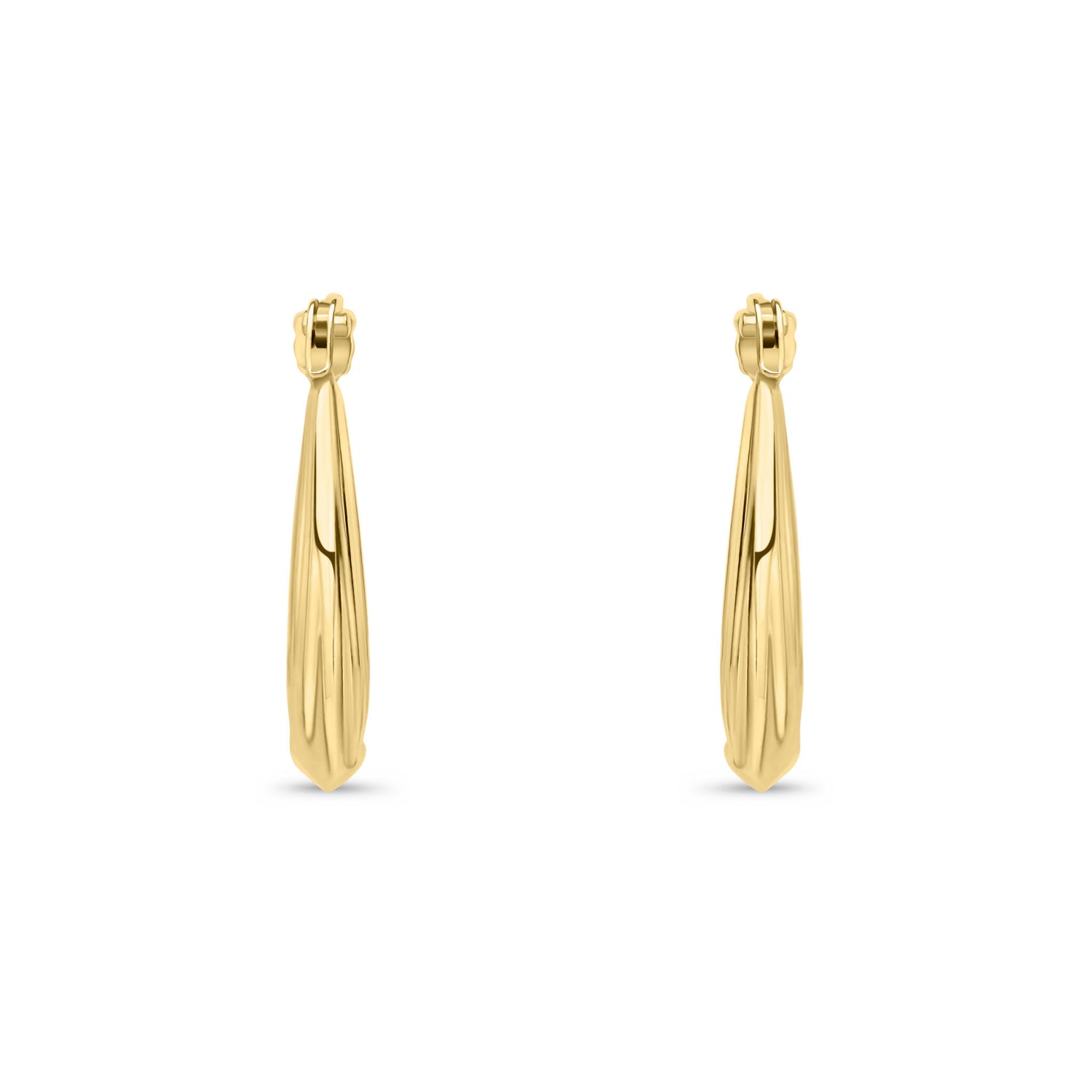 9ct Yellow Gold Polished Teardrop Hoop Earrings — 11mm
