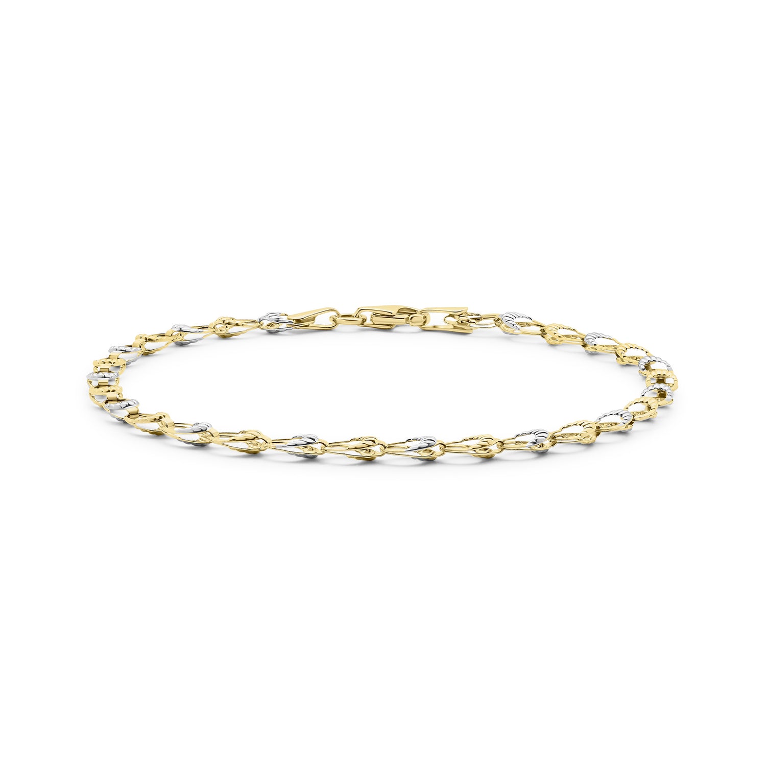 9ct Yellow and White Gold Fancy Link Bracelet