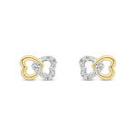 9ct Yellow Gold Natural Diamond Interlocking Heart Stud Earrings