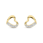 9ct Yellow Gold Natural Diamond Open Heart Stud Earrings
