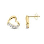 9ct Yellow Gold Natural Diamond Open Heart Stud Earrings