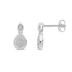 9ct White Gold Natural Diamond Pear Drop Earrings